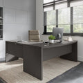 72"W Bow Front L-Shaped Desk with 42"W Return Thermally Fused Laminate 200lbs Capacity Contemporary Office Desk Right/Left Config