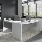 72"W Bow Front L-Shaped Desk with 42"W Return Thermally Fused Laminate 200lbs Capacity Contemporary Office Desk Right/Left Config