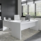 72"W Bow Front L-Shaped Desk with 42"W Return Thermally Fused Laminate 200lbs Capacity Contemporary Office Desk Right/Left Config