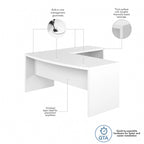 72"W Bow Front L-Shaped Desk with 42"W Return Thermally Fused Laminate 200lbs Capacity Contemporary Office Desk Right/Left Config