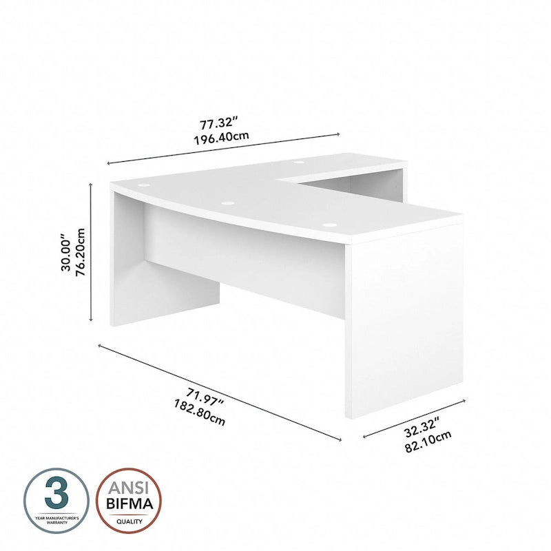 72"W Bow Front L-Shaped Desk with 42"W Return Thermally Fused Laminate 200lbs Capacity Contemporary Office Desk Right/Left Config