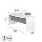 72"W Bow Front L-Shaped Desk with 42"W Return Thermally Fused Laminate 200lbs Capacity Contemporary Office Desk Right/Left Config