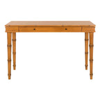 Modern Coastal Writing Desk with 1 Drawer - Bamboo-Inspired Wood Frame Office Furniture