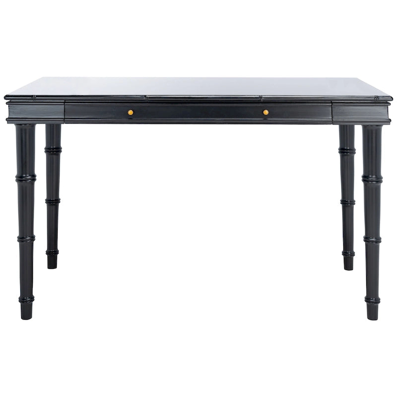 Modern Coastal Writing Desk with 1 Drawer - Bamboo-Inspired Wood Frame Office Furniture