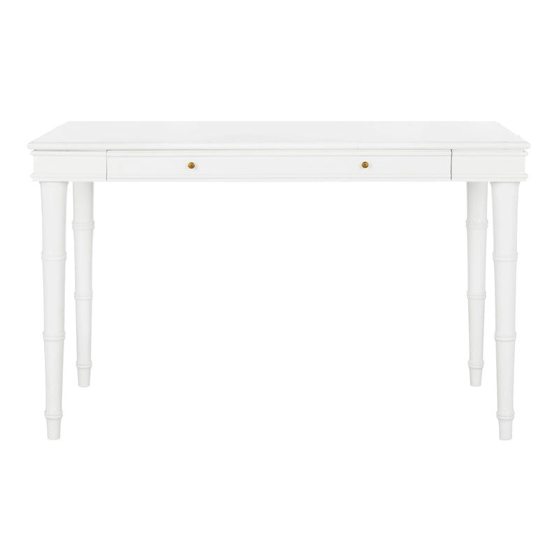 Modern Coastal Writing Desk with 1 Drawer - Bamboo-Inspired Wood Frame Office Furniture