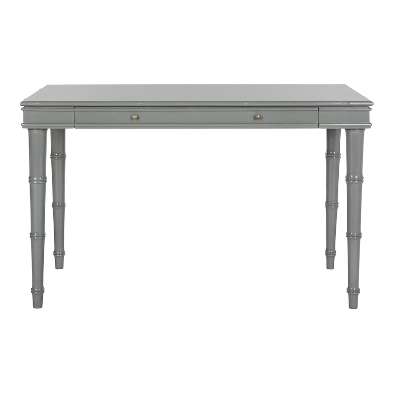 Modern Coastal Writing Desk with 1 Drawer - Bamboo-Inspired Wood Frame Office Furniture
