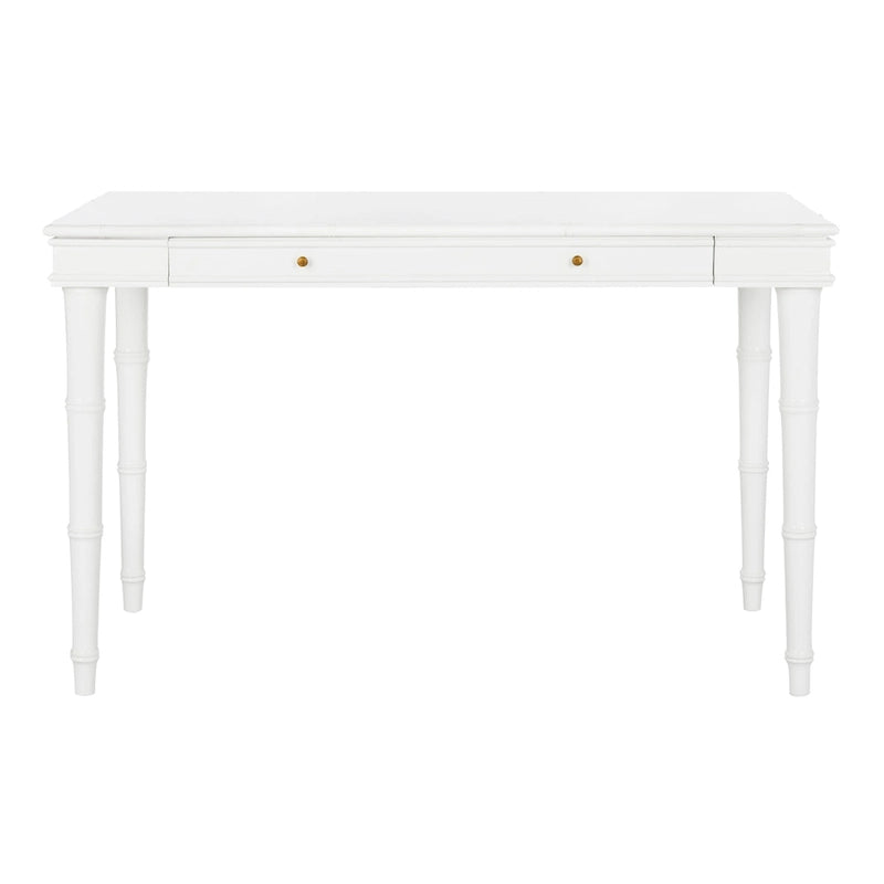 Modern Coastal Writing Desk with 1 Drawer - Bamboo-Inspired Wood Frame Office Furniture