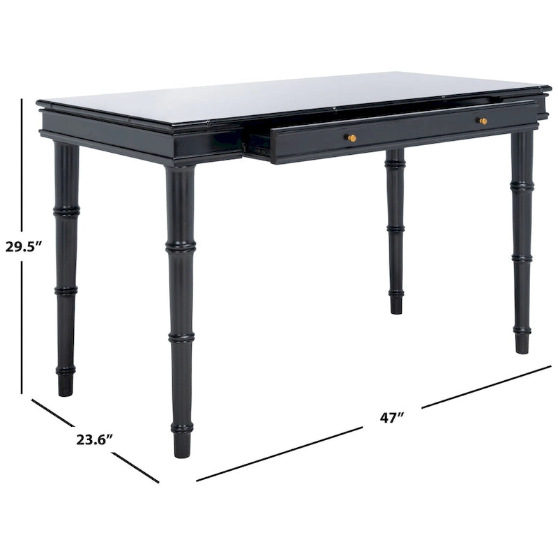 Modern Coastal Writing Desk with 1 Drawer - Bamboo-Inspired Wood Frame Office Furniture