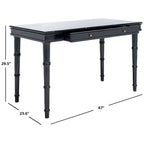 Modern Coastal Writing Desk with 1 Drawer - Bamboo-Inspired Wood Frame Office Furniture
