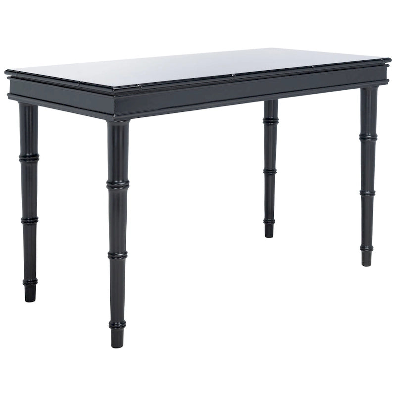 Modern Coastal Writing Desk with 1 Drawer - Bamboo-Inspired Wood Frame Office Furniture