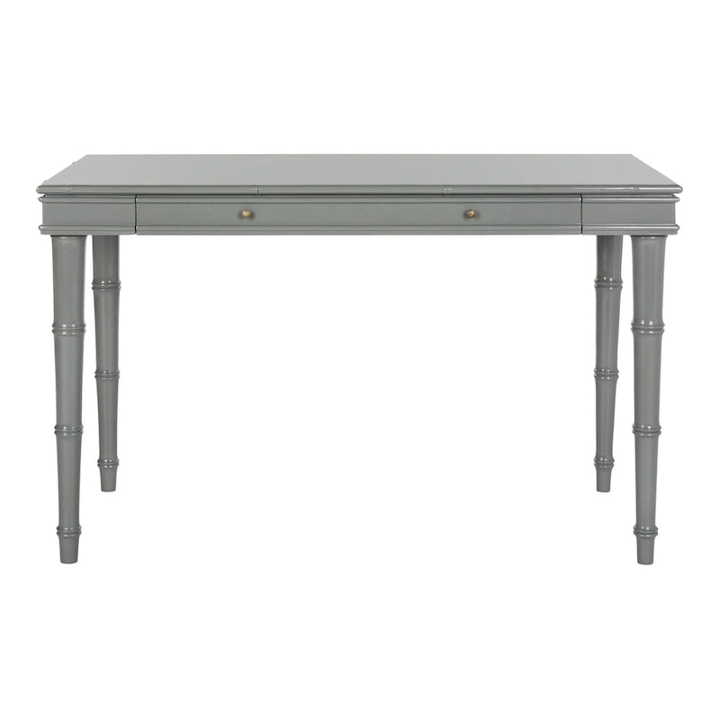 Modern Coastal Writing Desk with 1 Drawer - Bamboo-Inspired Wood Frame Office Furniture