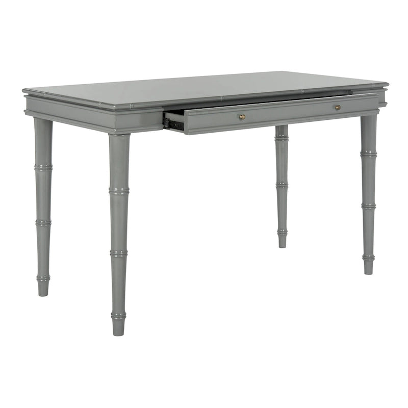 Modern Coastal Writing Desk with 1 Drawer - Bamboo-Inspired Wood Frame Office Furniture