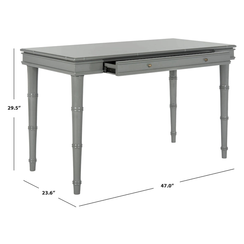 Modern Coastal Writing Desk with 1 Drawer - Bamboo-Inspired Wood Frame Office Furniture