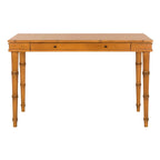 Modern Coastal Writing Desk with 1 Drawer - Bamboo-Inspired Wood Frame Office Furniture
