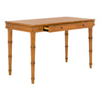 Modern Coastal Writing Desk with 1 Drawer - Bamboo-Inspired Wood Frame Office Furniture