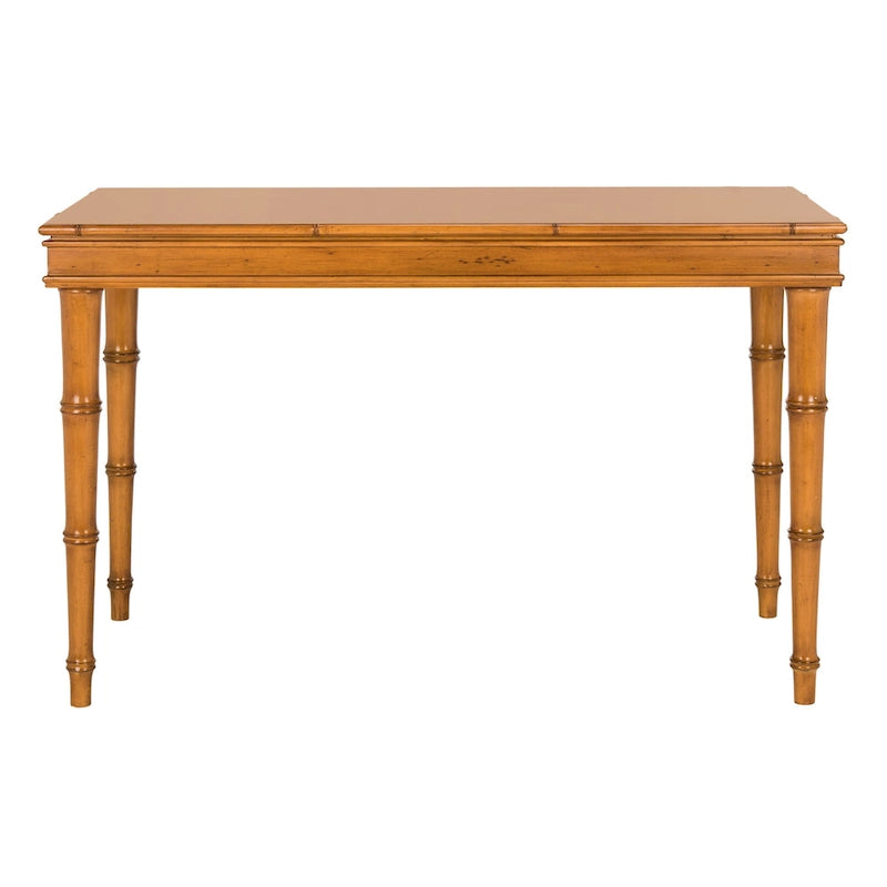 Modern Coastal Writing Desk with 1 Drawer - Bamboo-Inspired Wood Frame Office Furniture