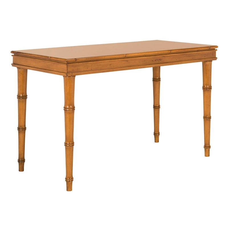 Modern Coastal Writing Desk with 1 Drawer - Bamboo-Inspired Wood Frame Office Furniture