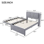 Full Size Upholstery Platform Bed with Trundle,Trundle Can be Flat or Erected, Beige