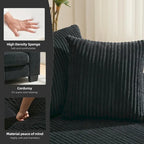 114" Corduroy Sleeper Sofa Bed U-Shaped Sectional Couch Pull-Out Convertible Wood Frame 4 Cushions 2 Pillows 300lbs Capacity