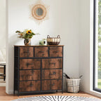 Tall Dresser Storage Tower with 9 Fabric Drawers