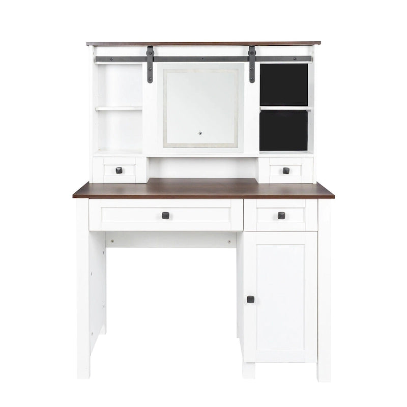 Farmhouse Makeup Vanity with Mirror and Lights