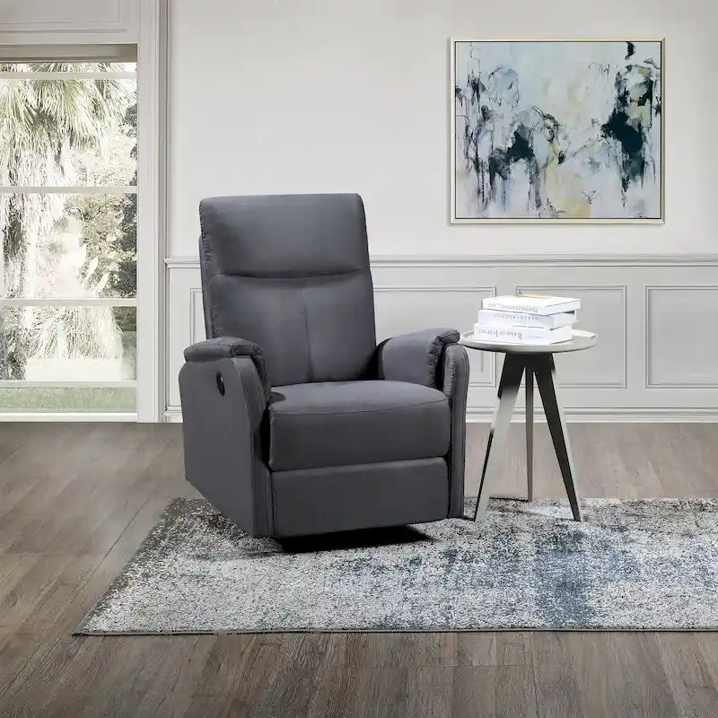 Power Recliner Chair with USB Charging Port - Dark Gray Plush Single Seat for Living Room & Bedroom - 280 lbs Capacity