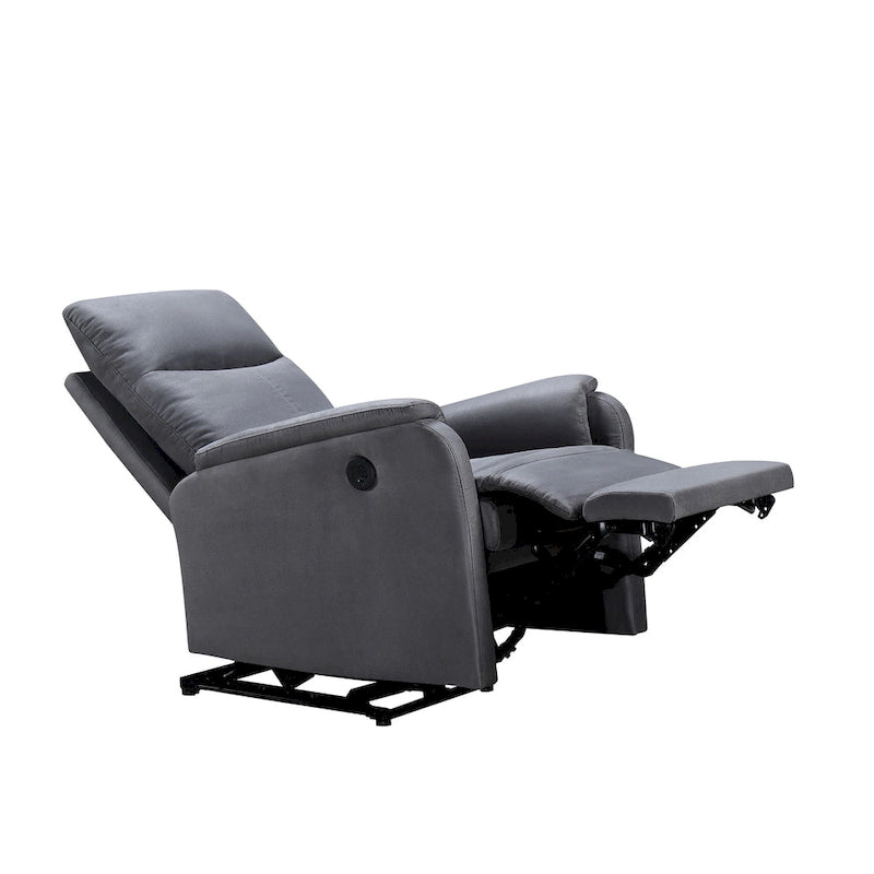 Power Recliner Chair with USB Charging Port - Dark Gray Plush Single Seat for Living Room & Bedroom - 280 lbs Capacity