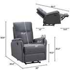 Power Recliner Chair with USB Charging Port - Dark Gray Plush Single Seat for Living Room & Bedroom - 280 lbs Capacity