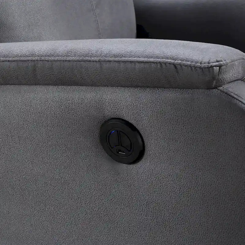 Power Recliner Chair with USB Charging Port - Dark Gray Plush Single Seat for Living Room & Bedroom - 280 lbs Capacity