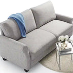 Upholstered 3-Seater Sofa with Rounded Arms | 78"L Woven Fabric Couch | Tool-Free Assembly | 750 lbs Capacity | Beige/Grey Options