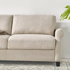 Upholstered 3-Seater Sofa with Rounded Arms | 78"L Woven Fabric Couch | Tool-Free Assembly | 750 lbs Capacity | Beige/Grey Options