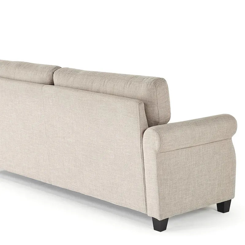 Upholstered 3-Seater Sofa with Rounded Arms | 78"L Woven Fabric Couch | Tool-Free Assembly | 750 lbs Capacity | Beige/Grey Options
