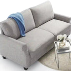 Upholstered 3-Seater Sofa with Rounded Arms | 78"L Woven Fabric Couch | Tool-Free Assembly | 750 lbs Capacity | Beige/Grey Options