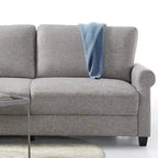 Upholstered 3-Seater Sofa with Rounded Arms | 78"L Woven Fabric Couch | Tool-Free Assembly | 750 lbs Capacity | Beige/Grey Options