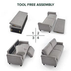 Upholstered 3-Seater Sofa with Rounded Arms | 78"L Woven Fabric Couch | Tool-Free Assembly | 750 lbs Capacity | Beige/Grey Options