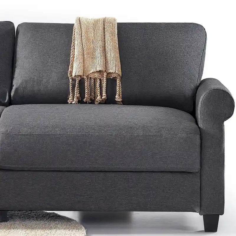 Upholstered 3-Seater Sofa with Rounded Arms | 78"L Woven Fabric Couch | Tool-Free Assembly | 750 lbs Capacity | Beige/Grey Options