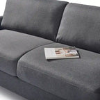 Upholstered 3-Seater Sofa with Rounded Arms | 78"L Woven Fabric Couch | Tool-Free Assembly | 750 lbs Capacity | Beige/Grey Options