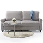 Upholstered 3-Seater Sofa with Rounded Arms | 78"L Woven Fabric Couch | Tool-Free Assembly | 750 lbs Capacity | Beige/Grey Options