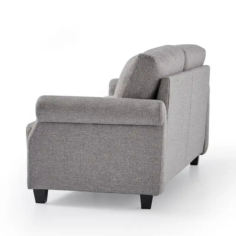 Upholstered 3-Seater Sofa with Rounded Arms | 78"L Woven Fabric Couch | Tool-Free Assembly | 750 lbs Capacity | Beige/Grey Options