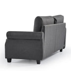 Upholstered 3-Seater Sofa with Rounded Arms | 78"L Woven Fabric Couch | Tool-Free Assembly | 750 lbs Capacity | Beige/Grey Options