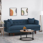 3-Seater Upholstered Sofa Mid-Century Modern Design Birch Wood Legs 73.5"W x 30.25"D x 29.25"H Living Room Furniture with Accent Pillows