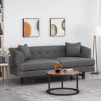 3-Seater Upholstered Sofa Mid-Century Modern Design Birch Wood Legs 73.5"W x 30.25"D x 29.25"H Living Room Furniture with Accent Pillows
