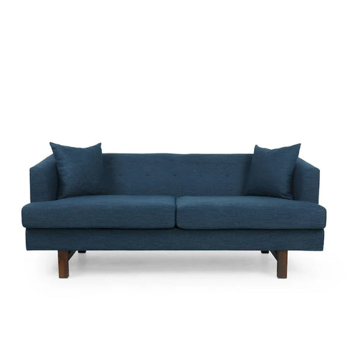 3-Seater Upholstered Sofa Mid-Century Modern Design Birch Wood Legs 73.5"W x 30.25"D x 29.25"H Living Room Furniture with Accent Pillows