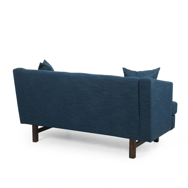 3-Seater Upholstered Sofa Mid-Century Modern Design Birch Wood Legs 73.5"W x 30.25"D x 29.25"H Living Room Furniture with Accent Pillows