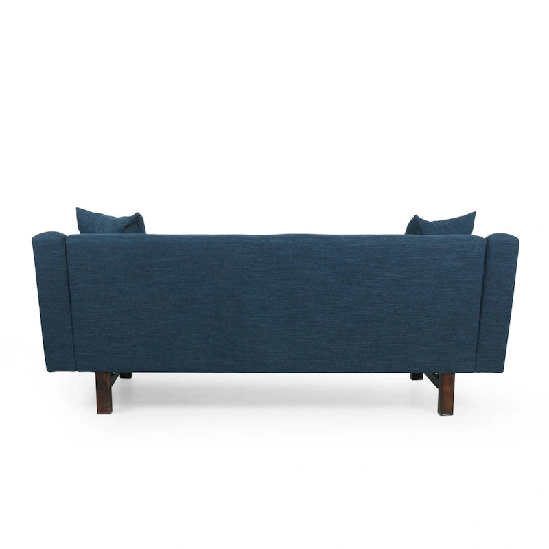 3-Seater Upholstered Sofa Mid-Century Modern Design Birch Wood Legs 73.5"W x 30.25"D x 29.25"H Living Room Furniture with Accent Pillows