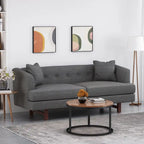 3-Seater Upholstered Sofa Mid-Century Modern Design Birch Wood Legs 73.5"W x 30.25"D x 29.25"H Living Room Furniture with Accent Pillows