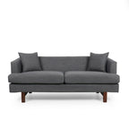 3-Seater Upholstered Sofa Mid-Century Modern Design Birch Wood Legs 73.5"W x 30.25"D x 29.25"H Living Room Furniture with Accent Pillows