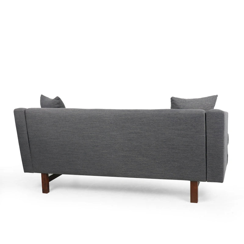 3-Seater Upholstered Sofa Mid-Century Modern Design Birch Wood Legs 73.5"W x 30.25"D x 29.25"H Living Room Furniture with Accent Pillows