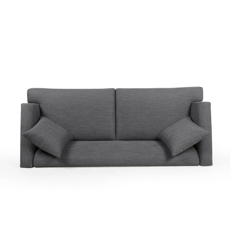 3-Seater Upholstered Sofa Mid-Century Modern Design Birch Wood Legs 73.5"W x 30.25"D x 29.25"H Living Room Furniture with Accent Pillows