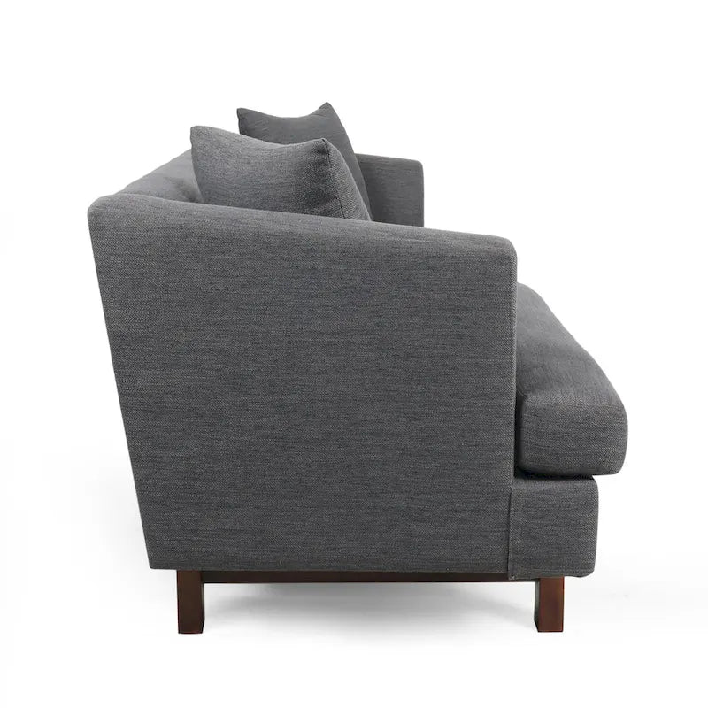 3-Seater Upholstered Sofa Mid-Century Modern Design Birch Wood Legs 73.5"W x 30.25"D x 29.25"H Living Room Furniture with Accent Pillows